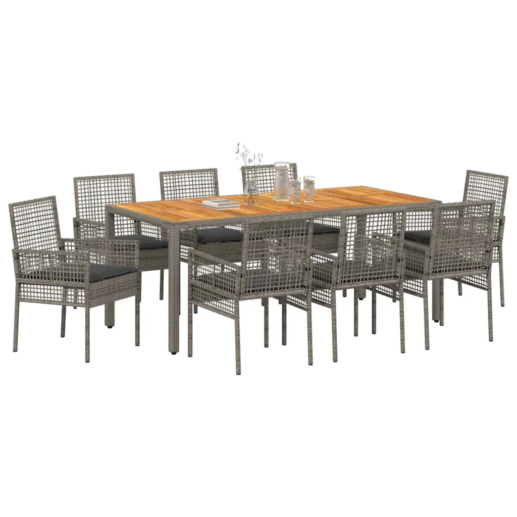 Záhradný jedálenský set 9 pcs Sivá polyratan