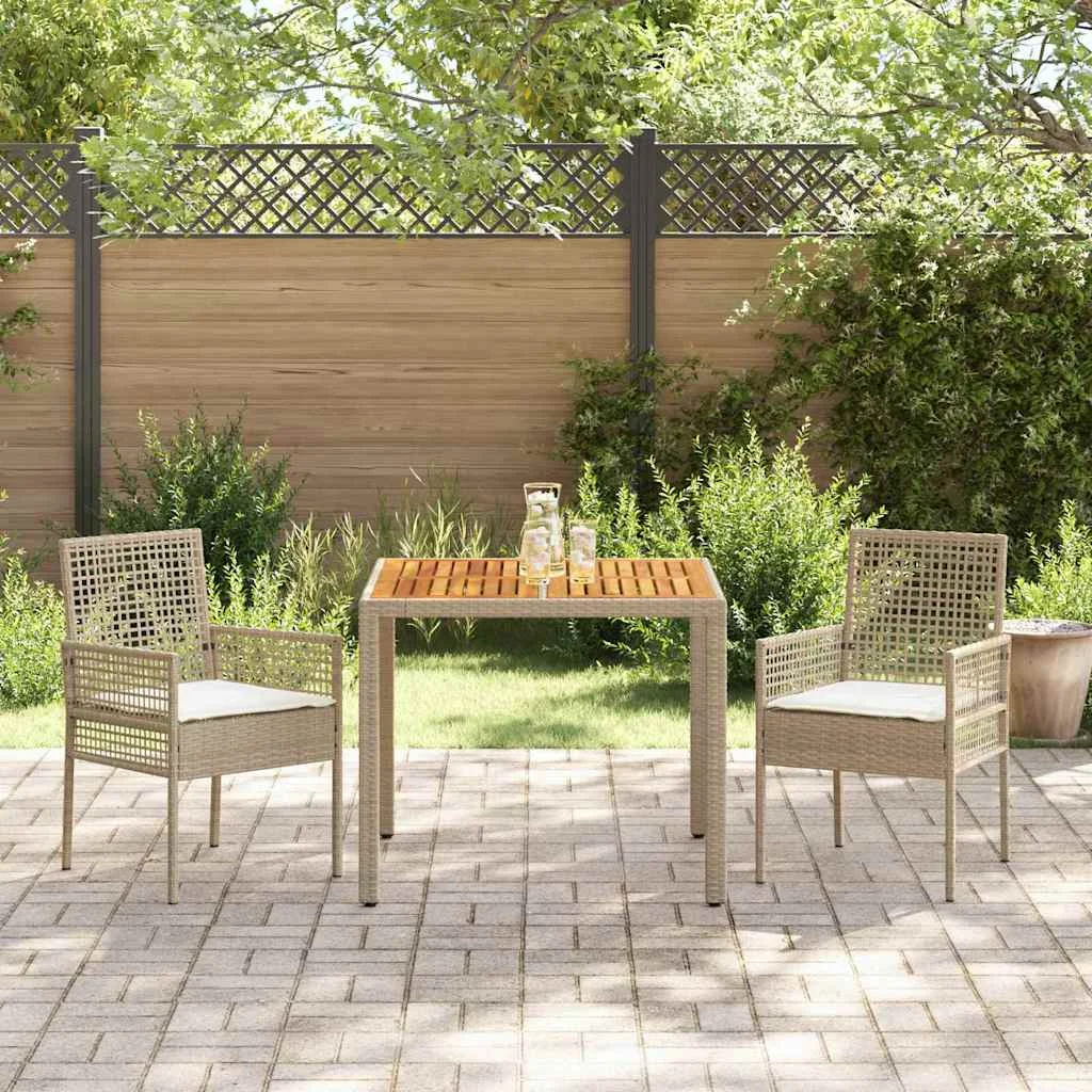 Záhradný jedálenský set 3 pcs Béžová polyratan