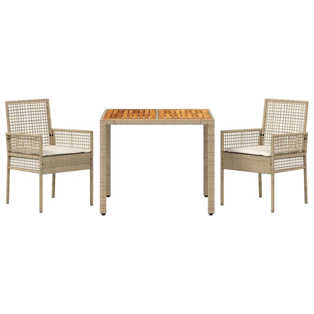Záhradný jedálenský set 3 pcs Béžová polyratan