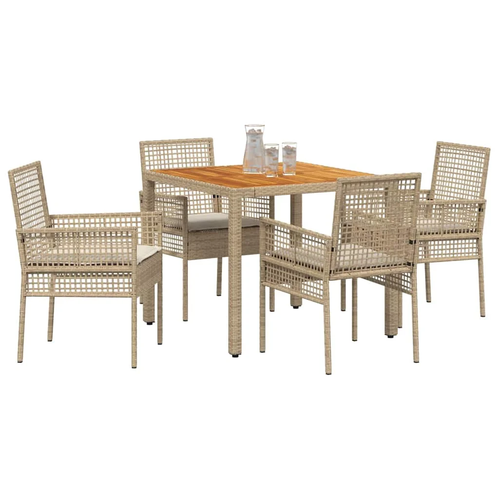Záhradný jedálenský set 5 pcs Béžová polyratan