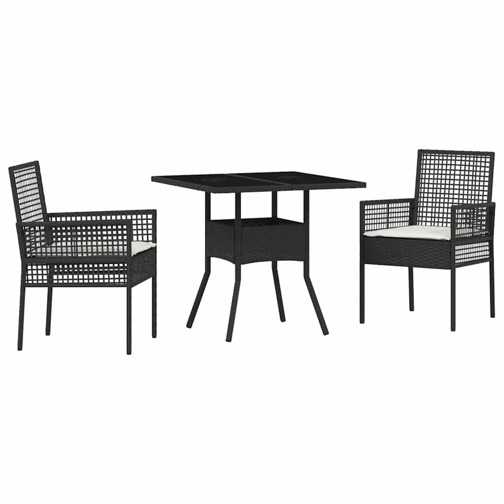 Záhradný jedálenský set 3 pcs Čierna polyratan