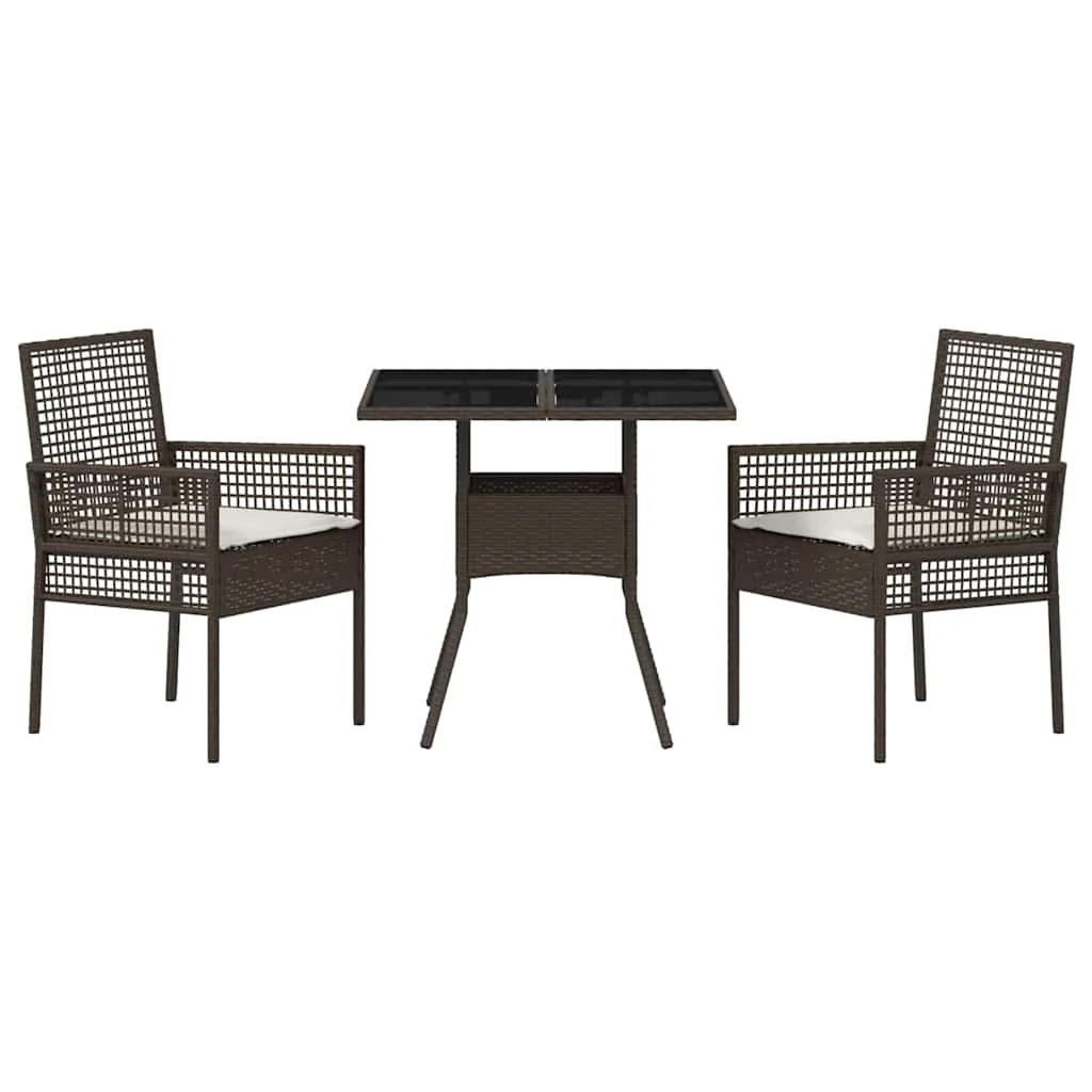 Záhradný jedálenský set 3 pcs Hnedá polyratan