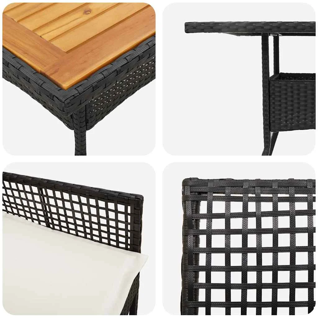 Záhradný jedálenský set 3 pcs Čierna polyratan
