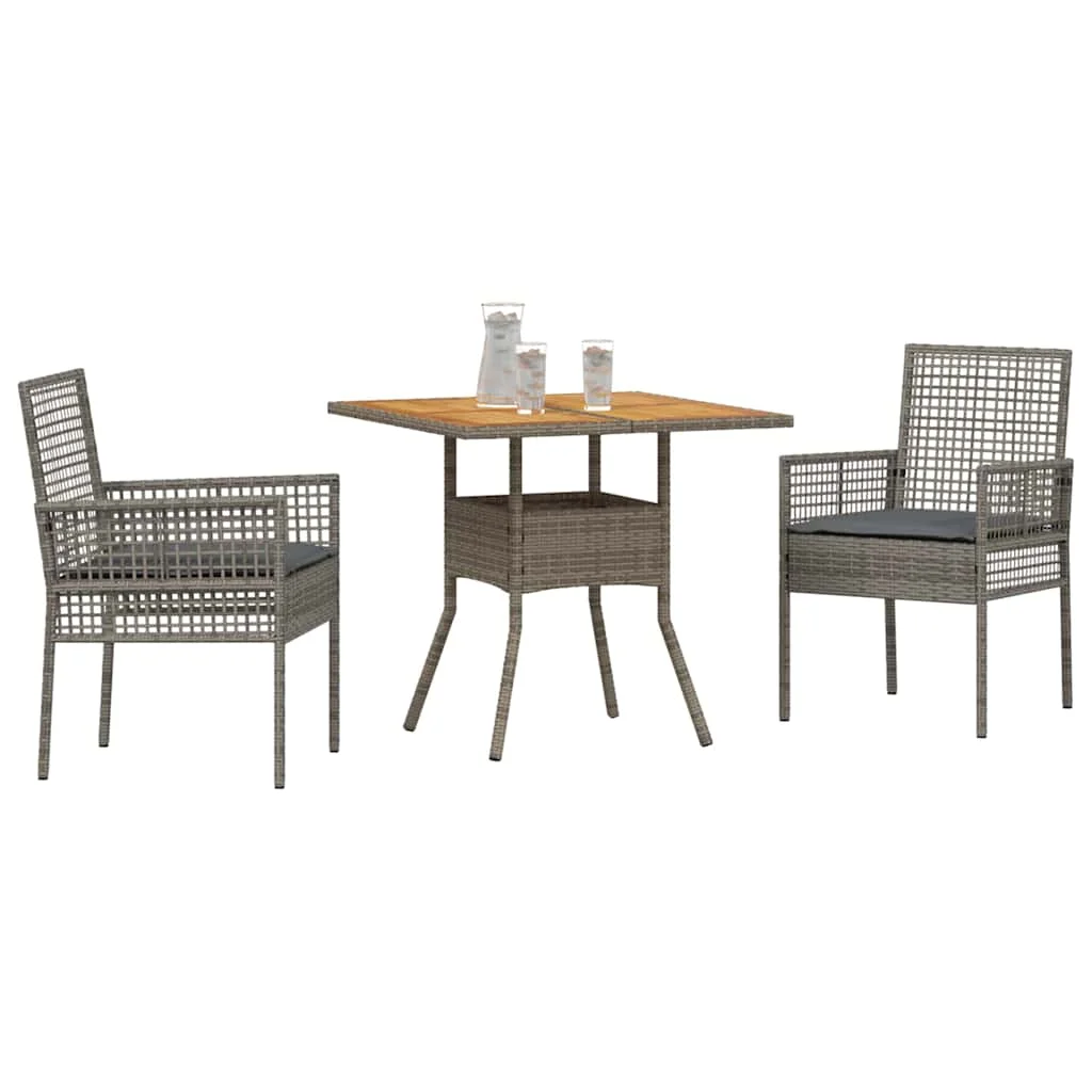 Záhradný jedálenský set 3 pcs Sivá polyratan