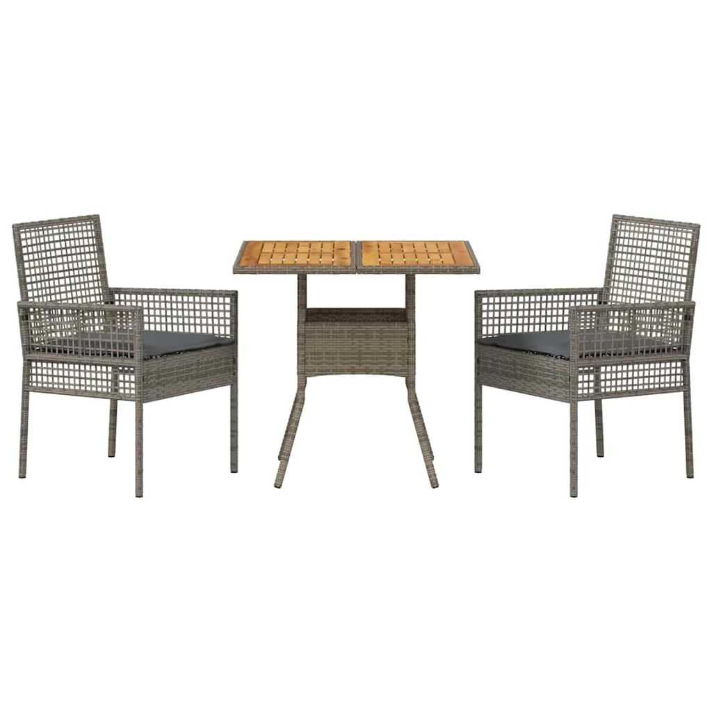 Záhradný jedálenský set 3 pcs Sivá polyratan