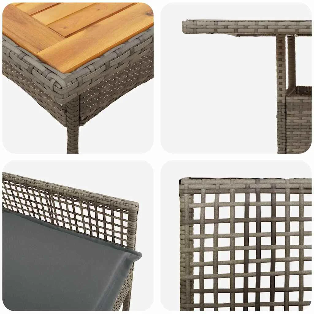 Záhradný jedálenský set 3 pcs Sivá polyratan