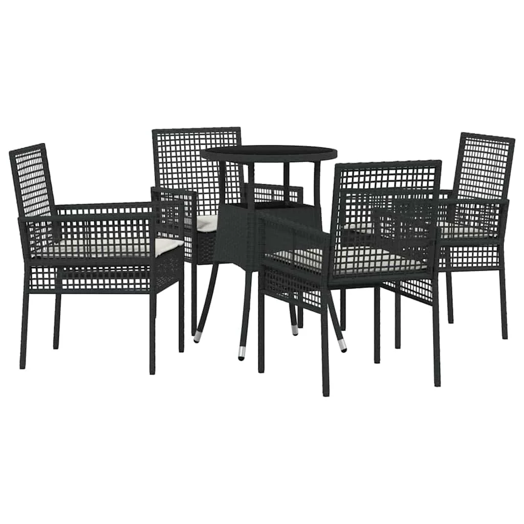 Záhradný jedálenský set 5 pcs Čierna Poly ratan