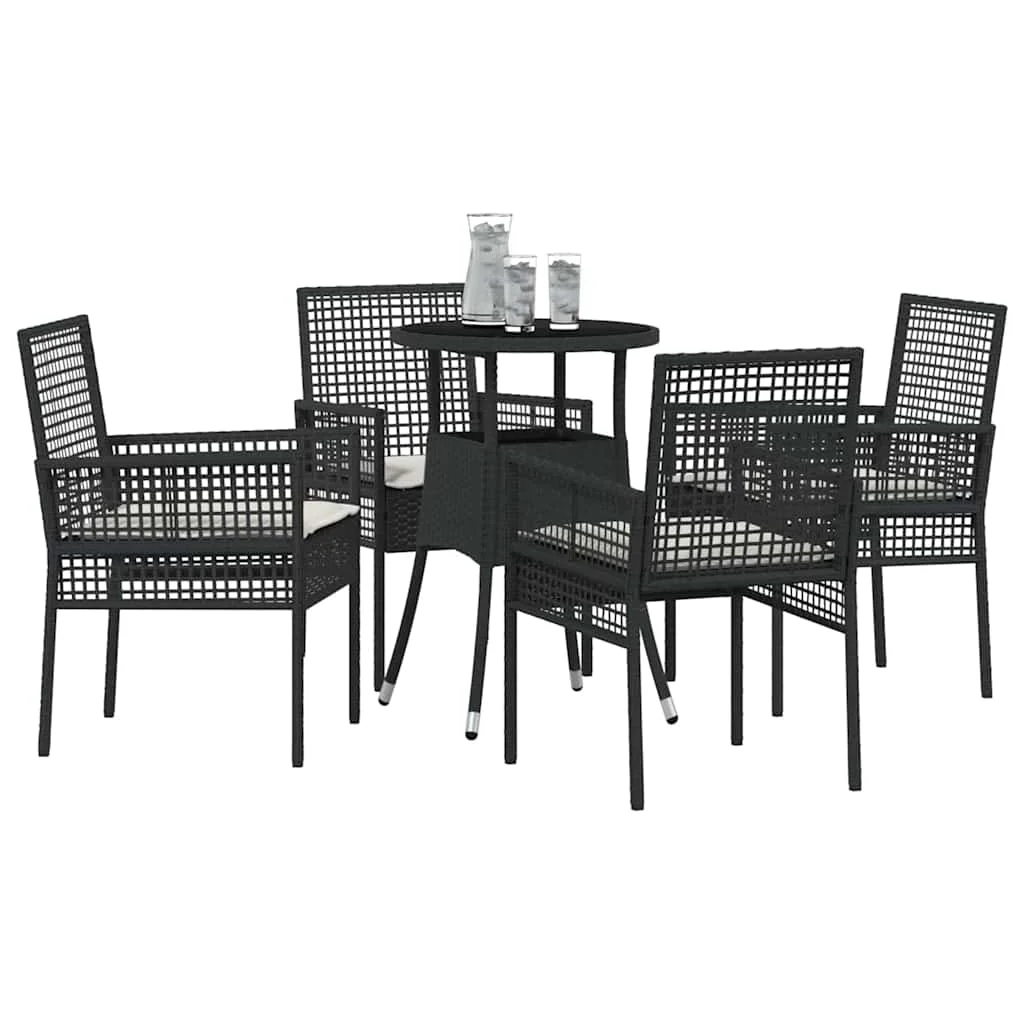 Záhradný jedálenský set 5 pcs Čierna Poly ratan