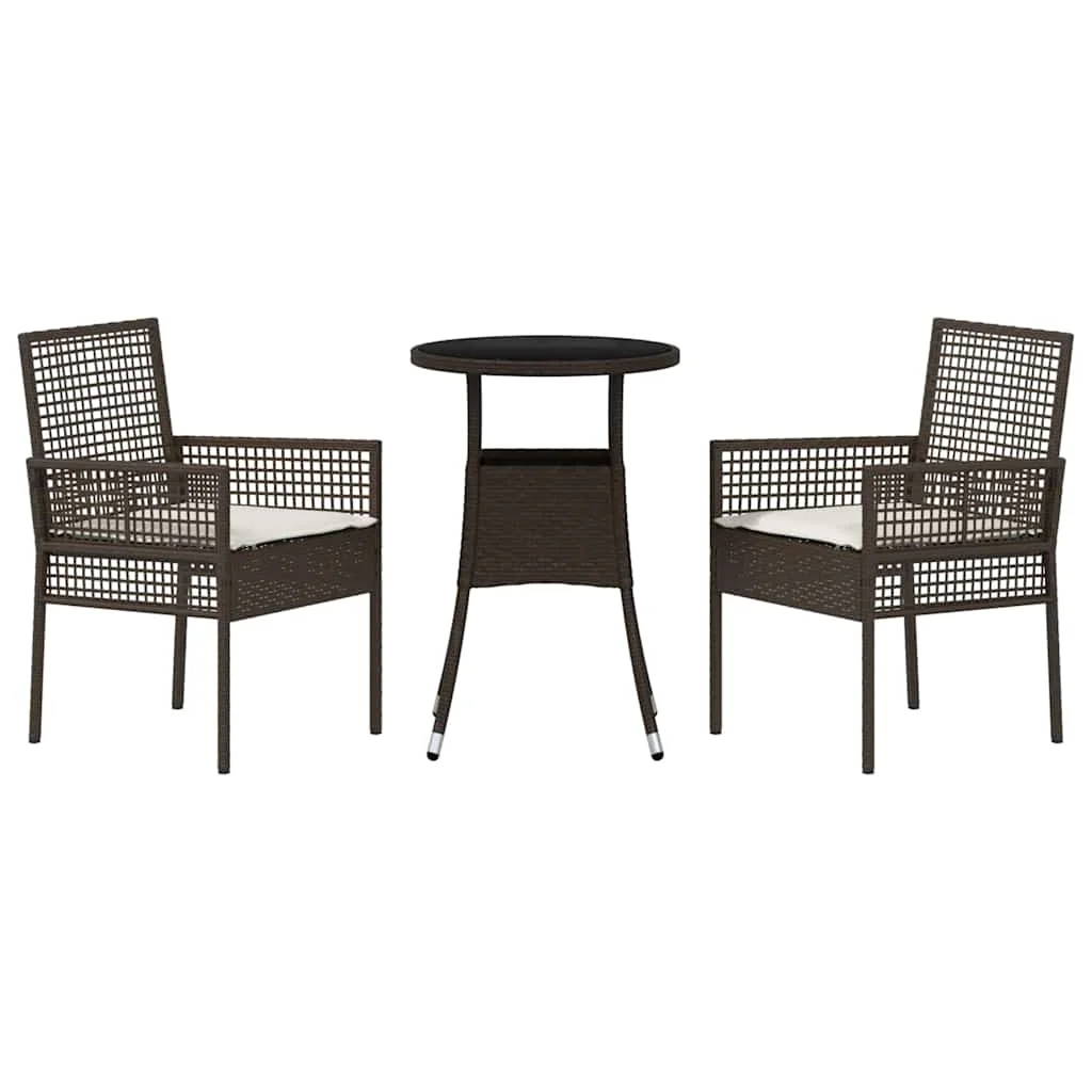 Záhradný jedálenský set 3 pcs Hnedá Poly ratan
