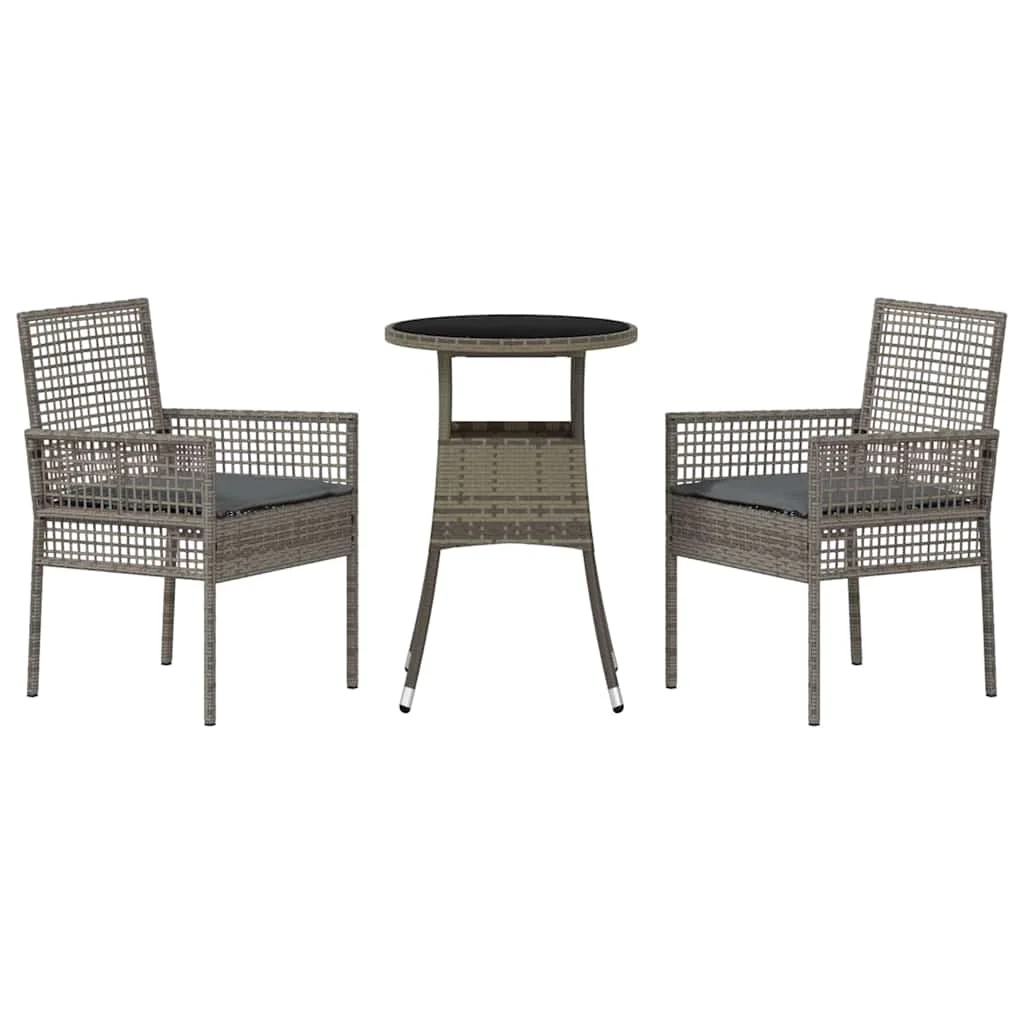 Záhradný jedálenský set 3 pcs Sivá Poly ratan