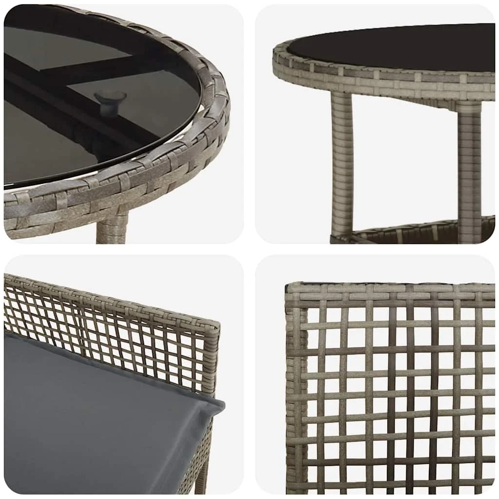 Záhradný jedálenský set 3 pcs Sivá Poly ratan