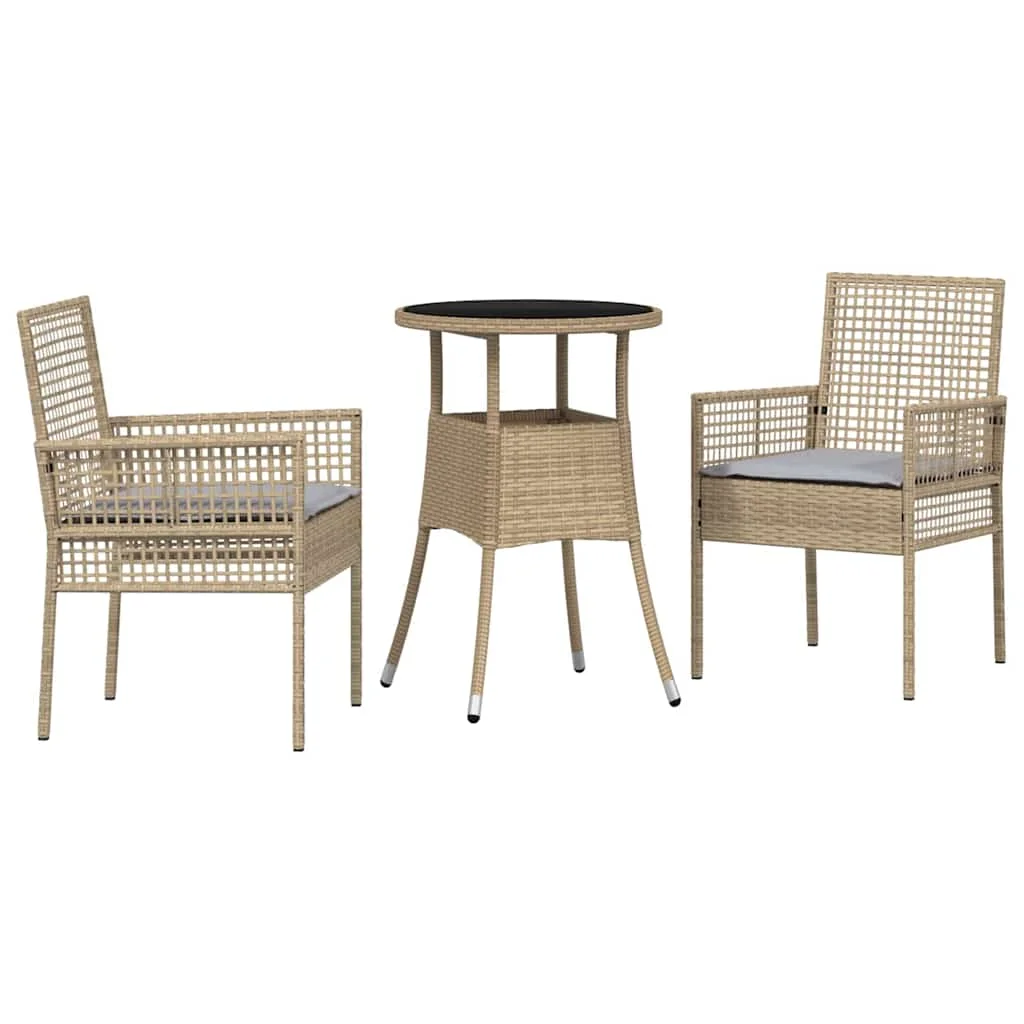Záhradný jedálenský set 3 pcs Béžová Poly ratan