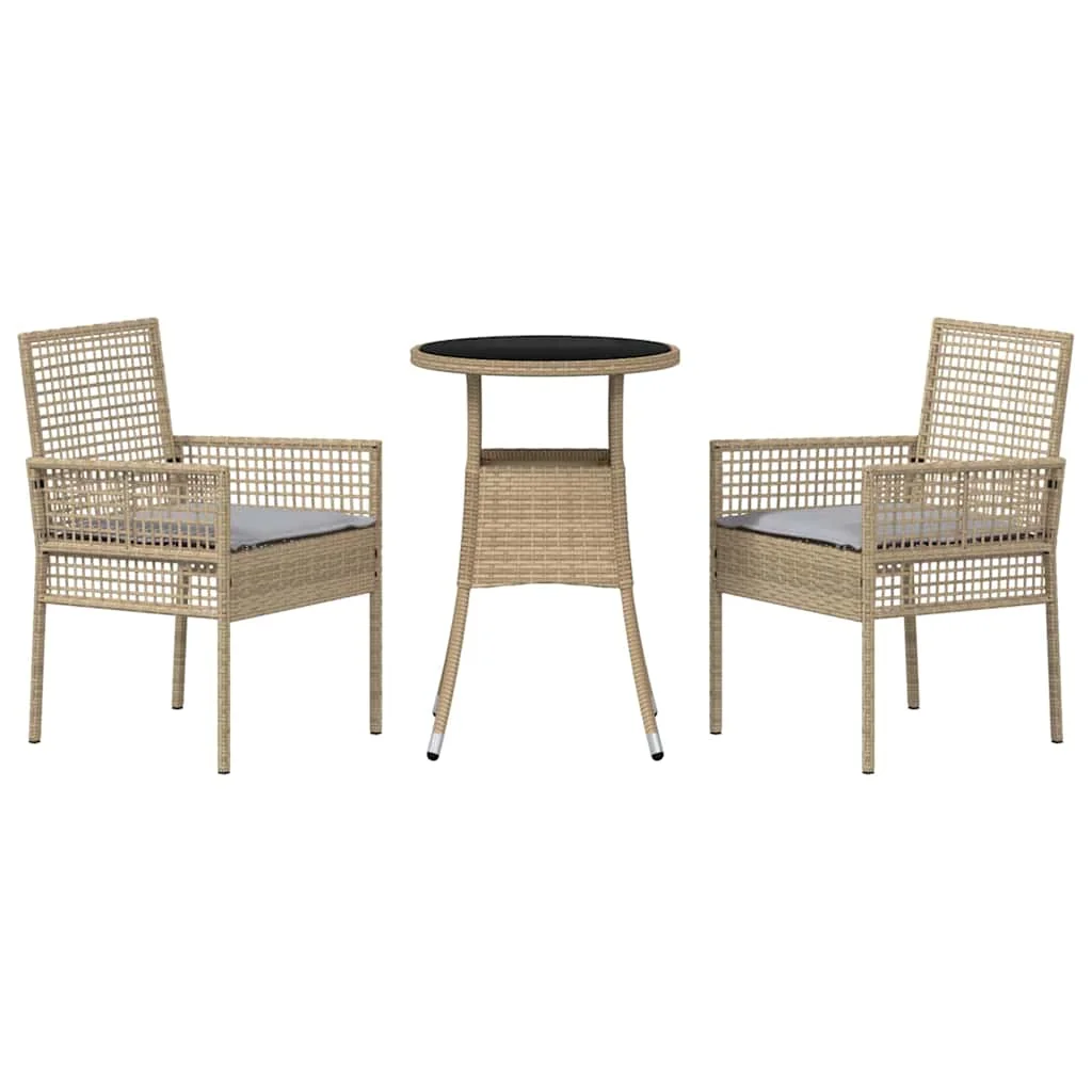 Záhradný jedálenský set 3 pcs Béžová Poly ratan
