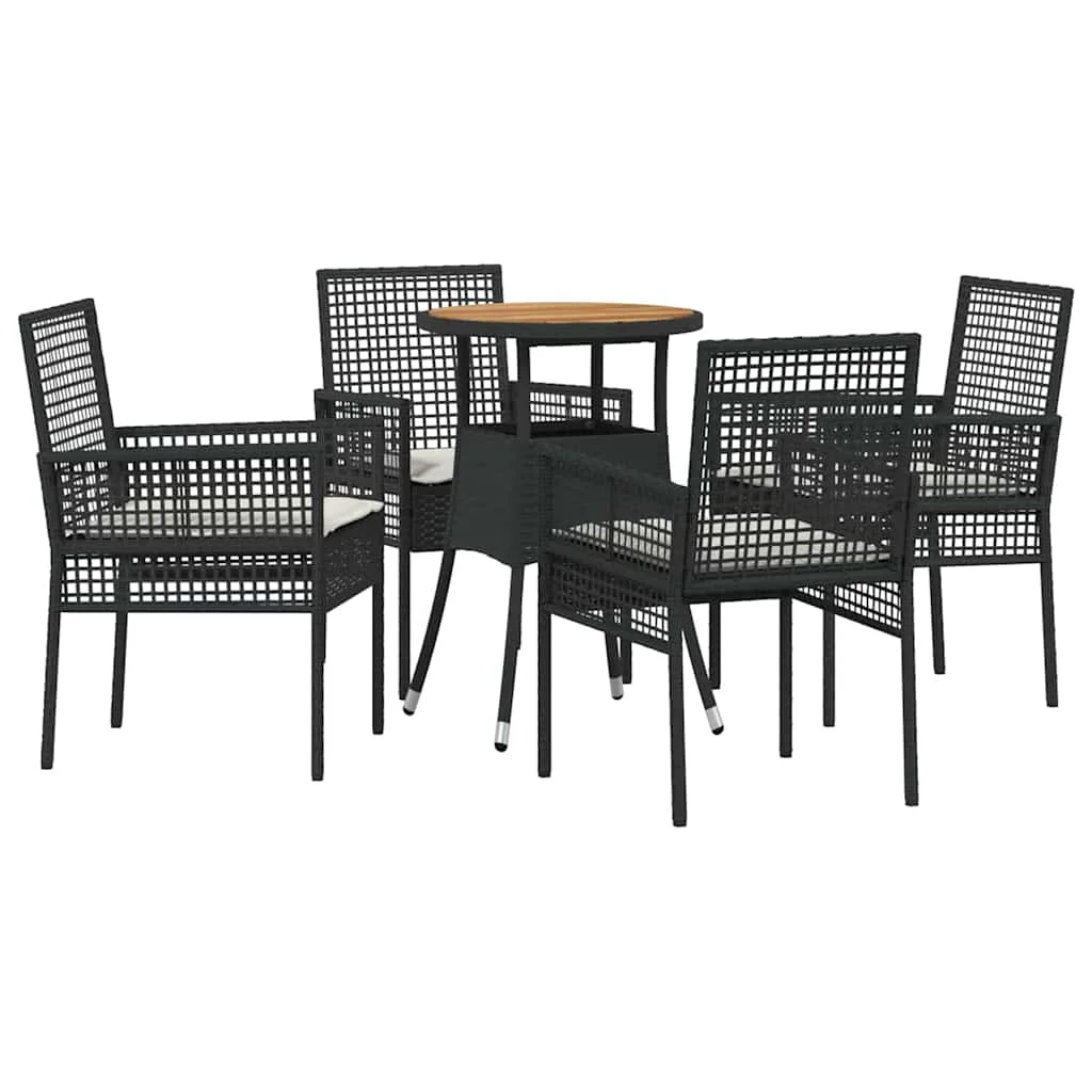 Záhradný jedálenský set 5 pcs Čierna polyratan