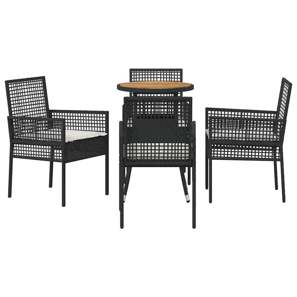 Záhradný jedálenský set 5 pcs Čierna polyratan