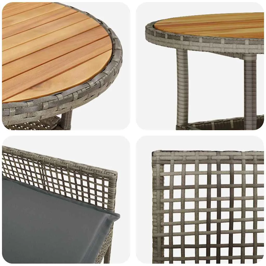 Záhradný jedálenský set 3 pcs Sivá polyratan