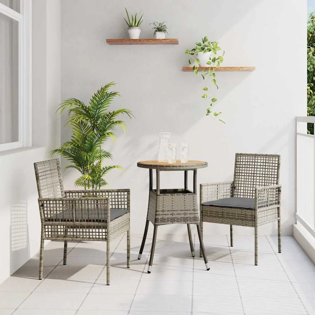 Záhradný jedálenský set 3 pcs Sivá polyratan