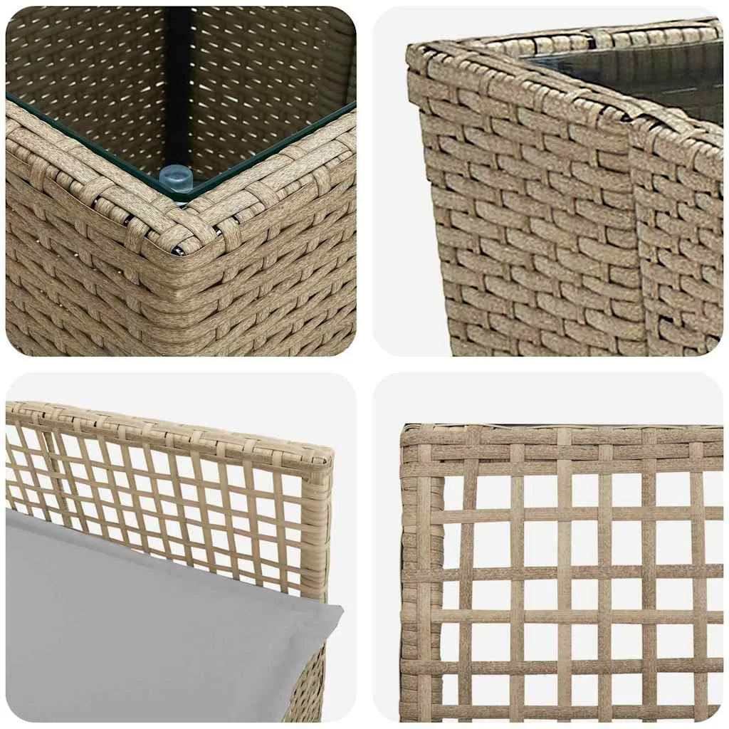 Záhradný bistro set 3 pcs Béžová polyratan
