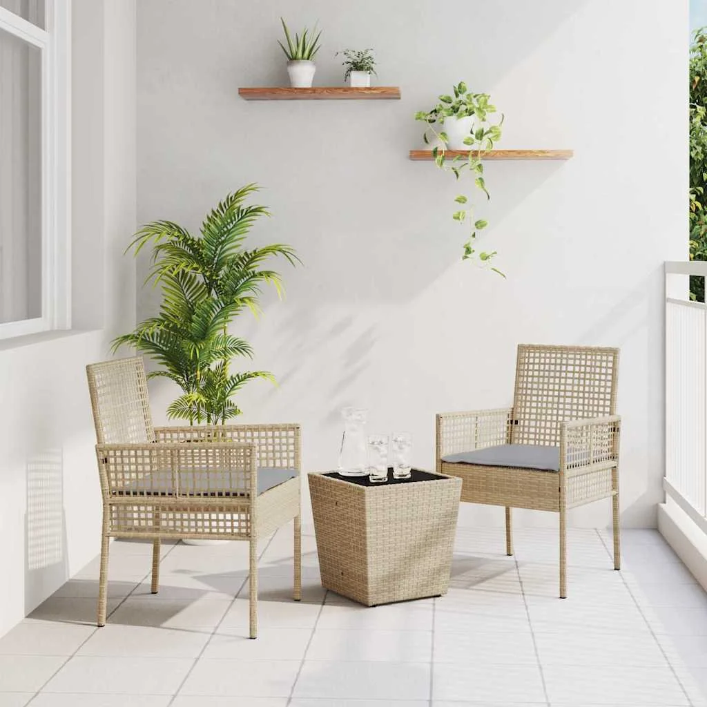 Záhradný bistro set 3 pcs Béžová polyratan