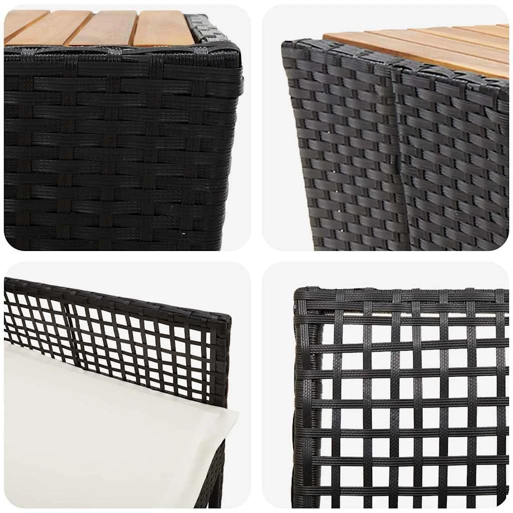Záhradný bistro set 3 pcs Čierna polyratan