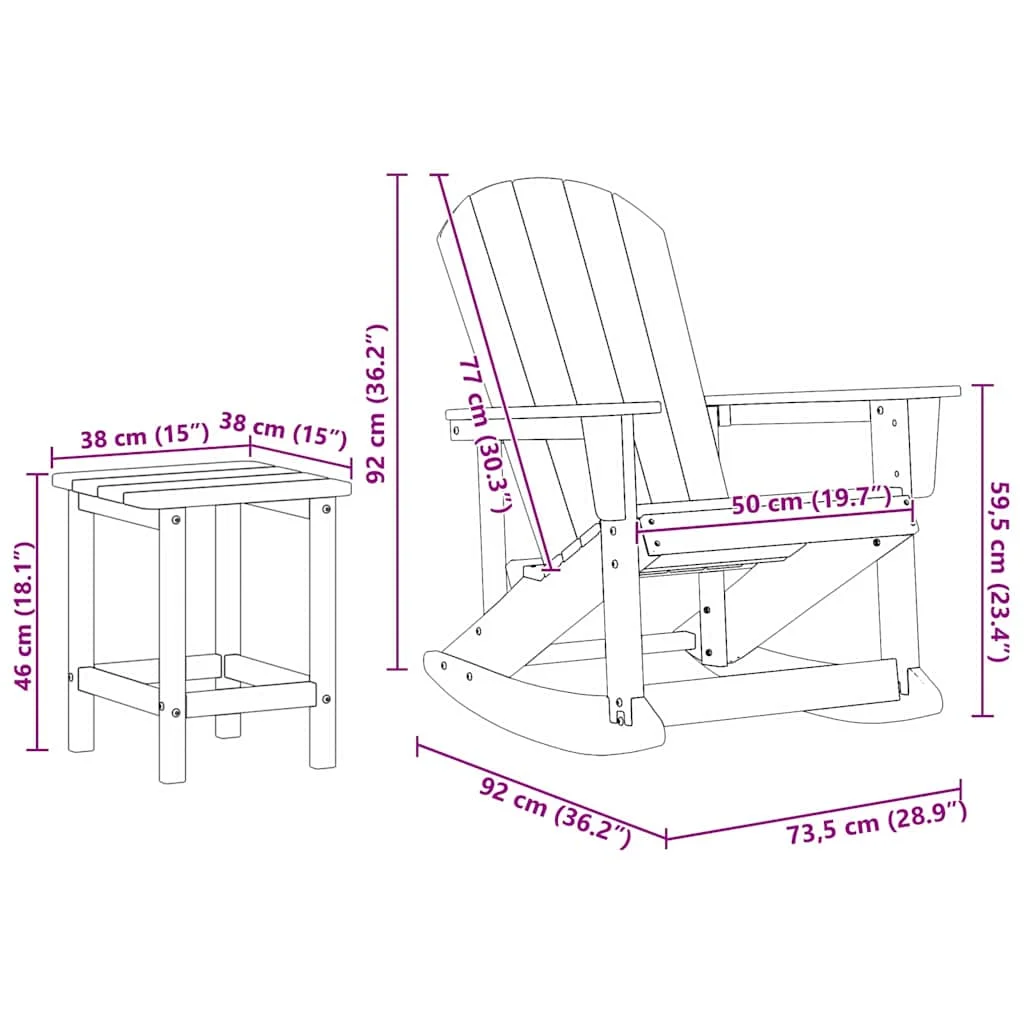 Záhradný lounge set 3 pcs Čierna HDPE