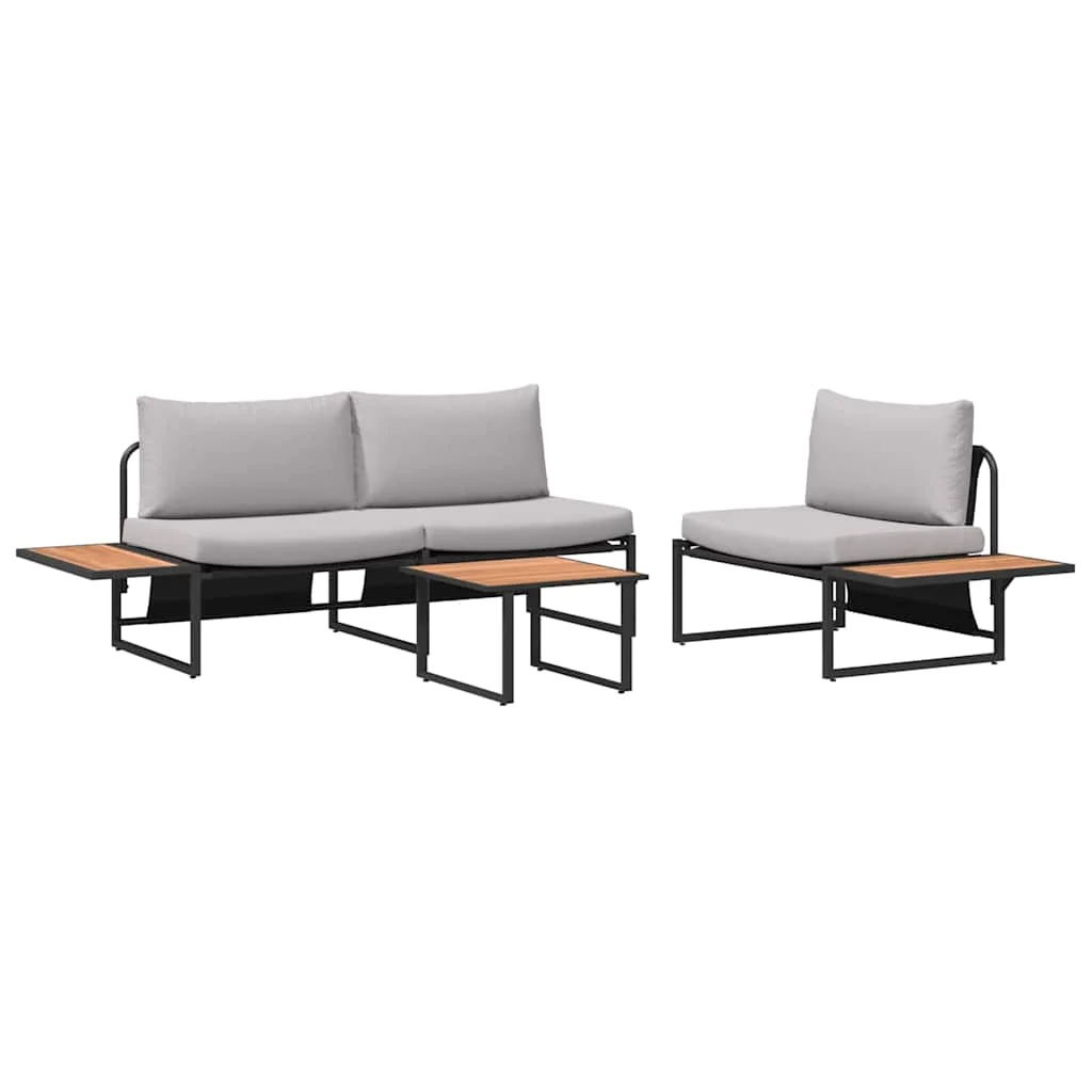 Záhradný jedálenský set 3 pcs Svetlosivá Oceľ