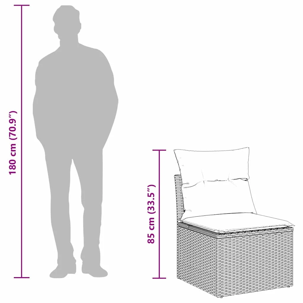 Súprava záhradných pohoviek 9 pcs Čierna Poly ratan