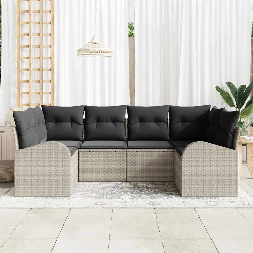Súprava záhradných pohoviek 6 pcs Svetlosivá Poly Ratan
