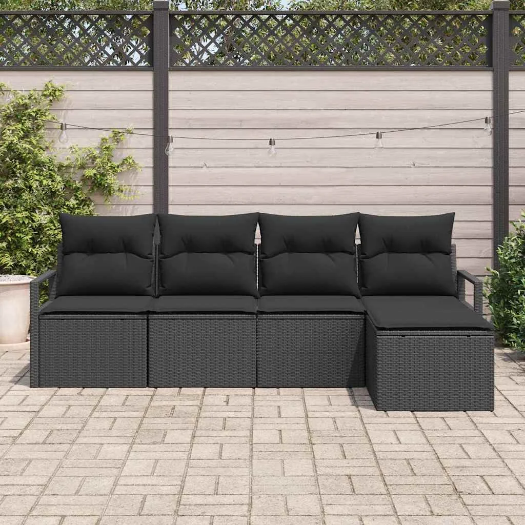 Súprava záhradných pohoviek 5 pcs Čierna Poly ratan