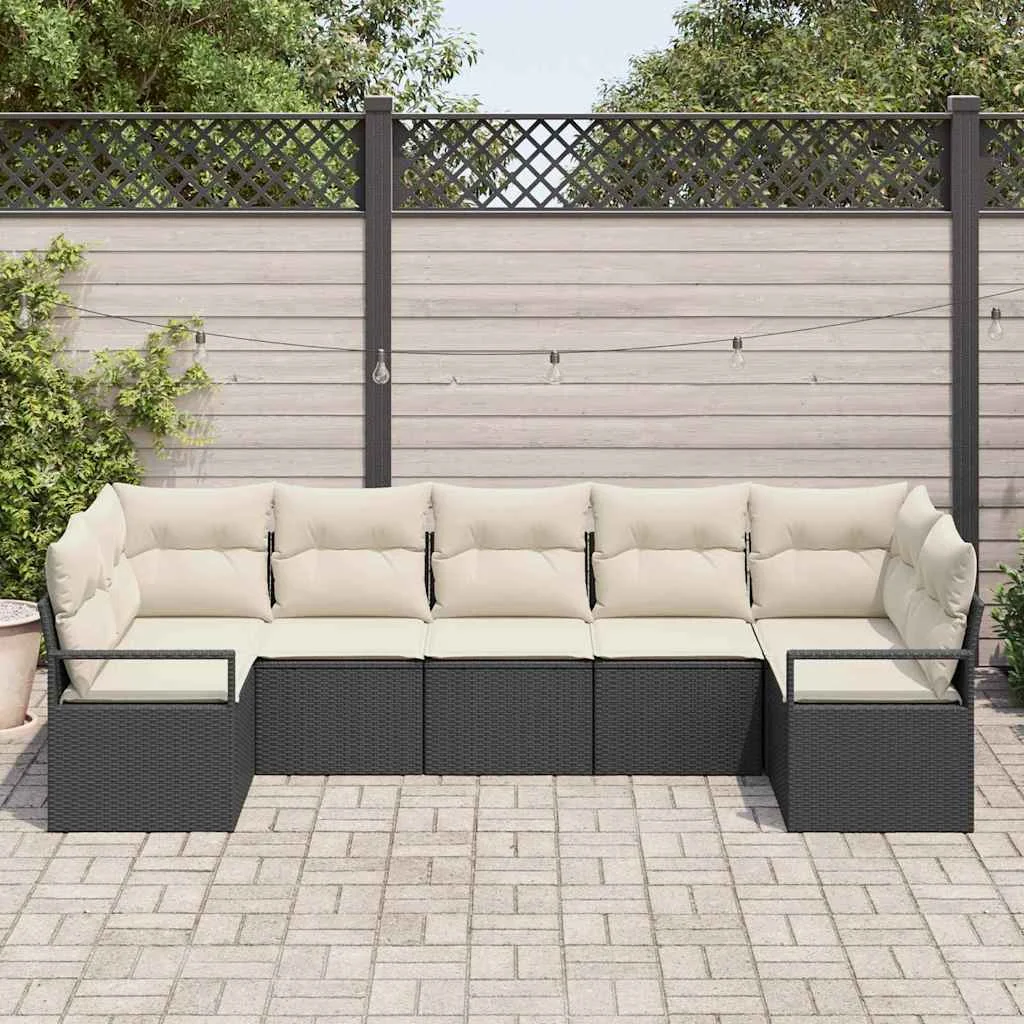 Súprava záhradných pohoviek 7 pcs Čierna Poly ratan