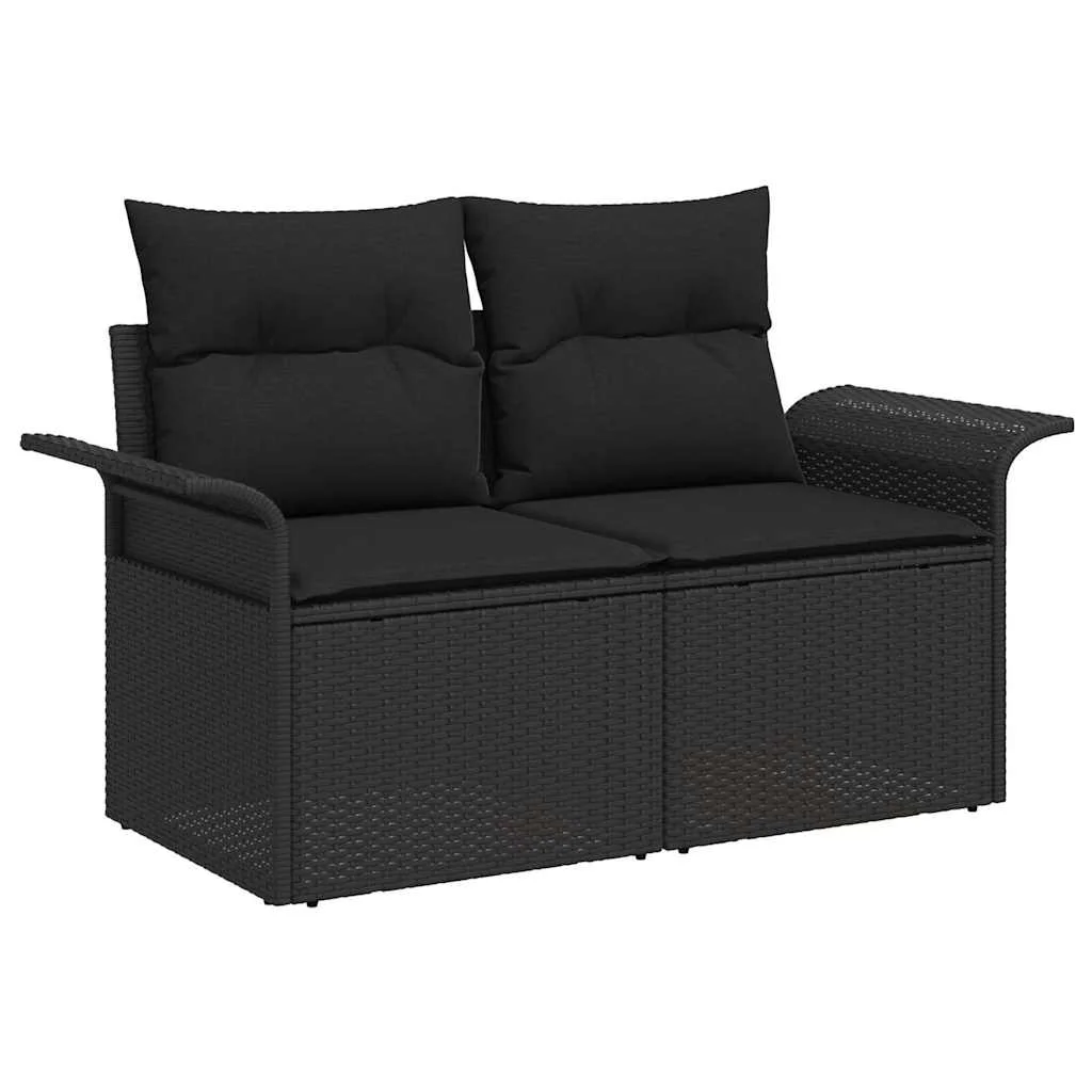 Súprava záhradných pohoviek 7 pcs Čierna Poly ratan