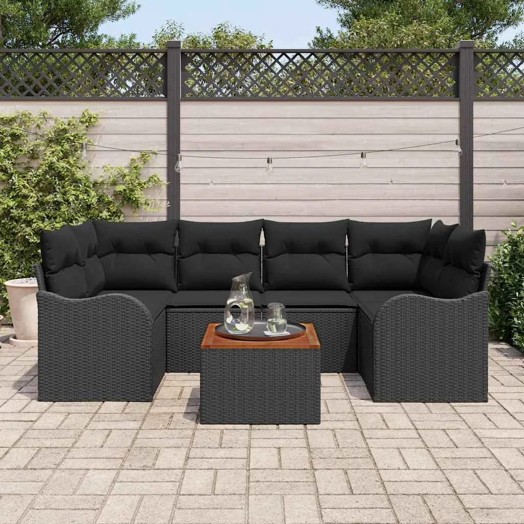 Súprava záhradných pohoviek 7 pcs Čierna Poly ratan