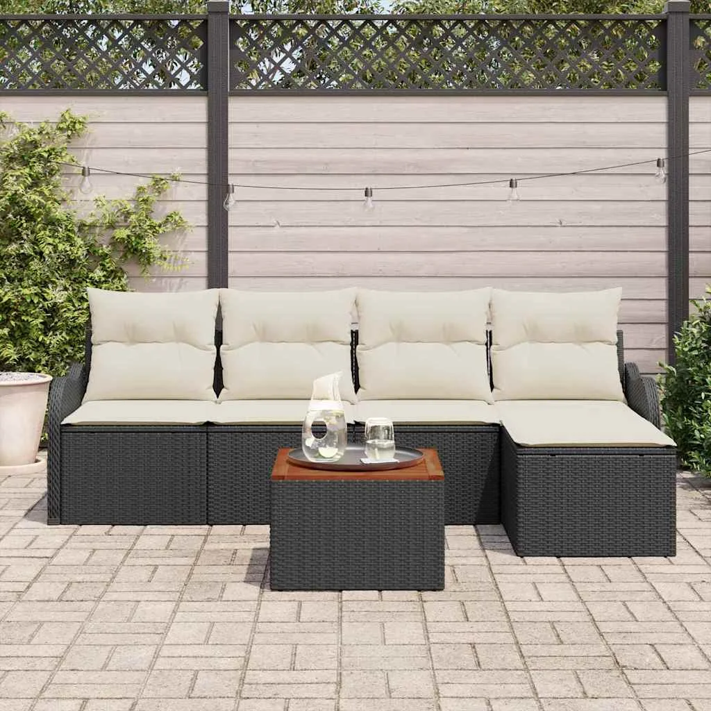 Súprava záhradných pohoviek 6 pcs Čierna Poly ratan