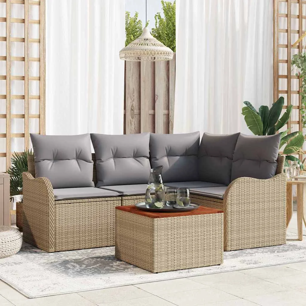 Súprava záhradných pohoviek 5 pcs Béžová Poly ratan