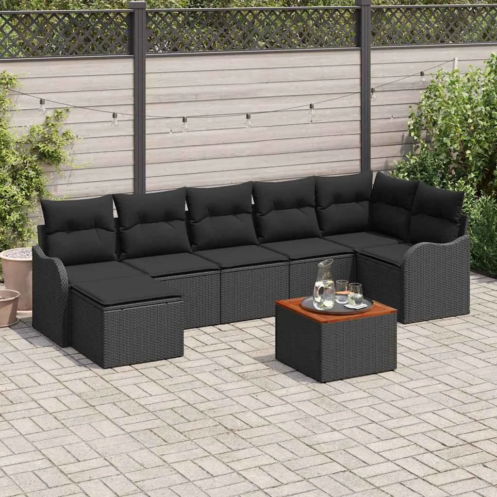Súprava záhradných pohoviek 8 pcs Čierna Poly ratan