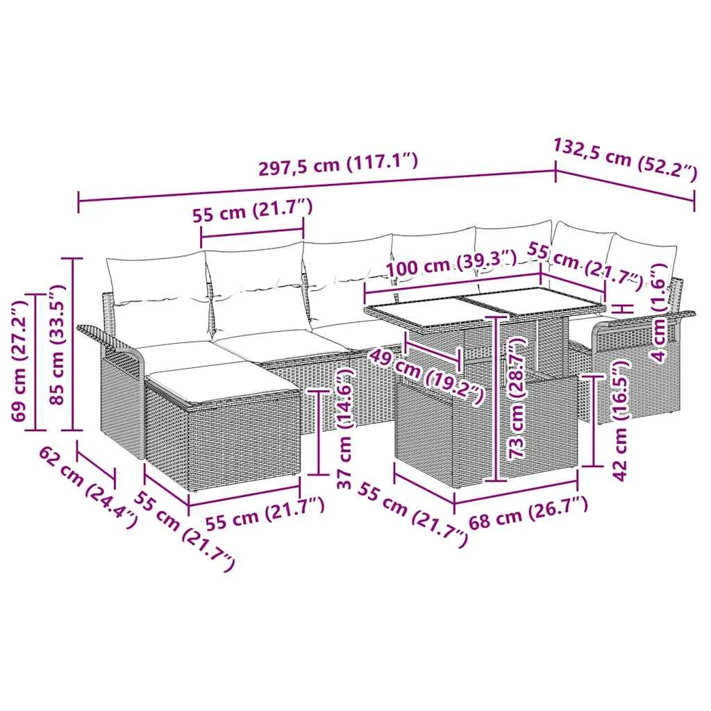 Súprava záhradných pohoviek 8 pcs Svetlosivá Poly ratan