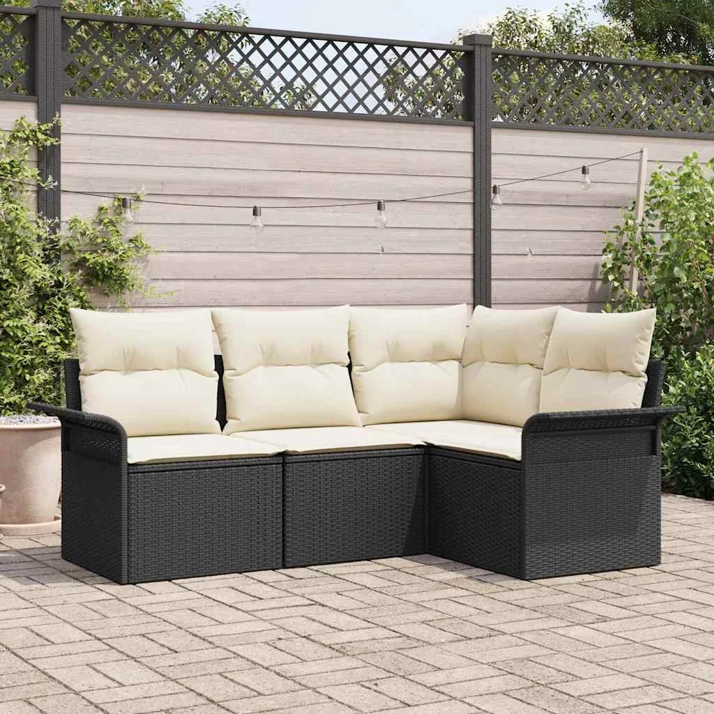 Súprava záhradných pohoviek s úložiskom 4 pcs Čierna polyratan