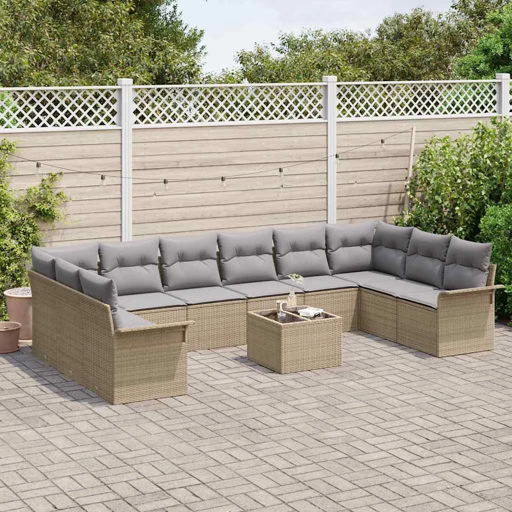 Súprava záhradných pohoviek s úložiskom 11 pcs Čierna polyratan