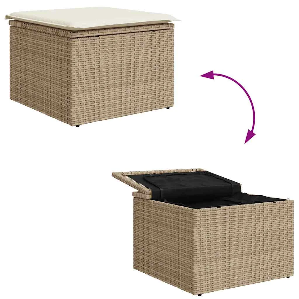 Súprava záhradných pohoviek s úložiskom 4 pcs Béžová polyratan