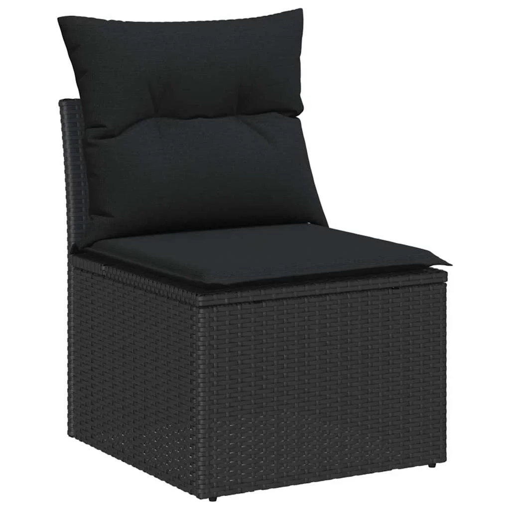 Súprava záhradných pohoviek s úložiskom 10 pcs Čierna polyratan