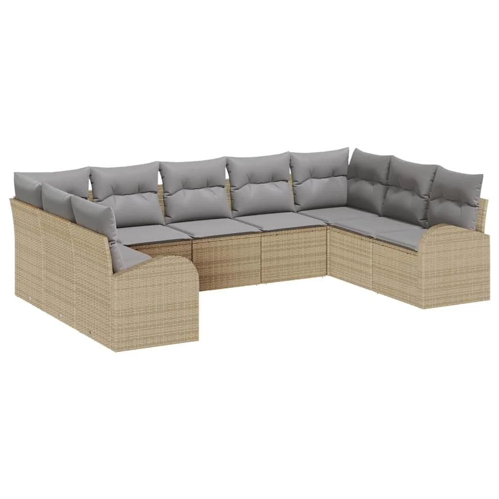 Súprava záhradných pohoviek 9 pcs Beige a svetlo šedá polyratan