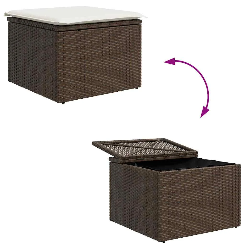 Záhradný jedálenský set s vankúšom 6 pcs Hnedá a smotanová