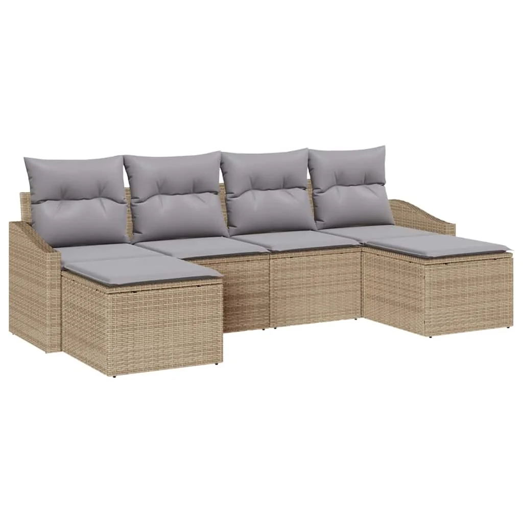 Záhradný jedálenský set s vankúšom 6 pcs Beige a svetlo šedá