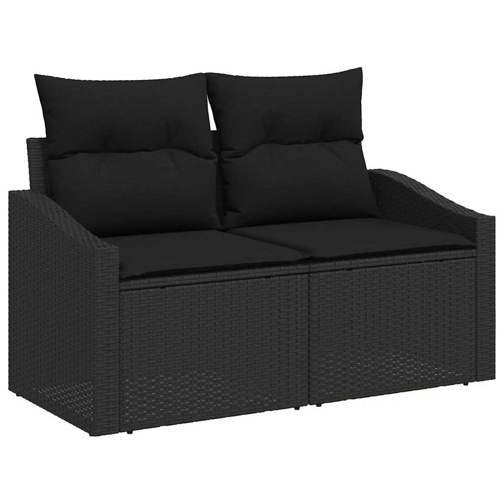 Súprava záhradných pohoviek s úložiskom 10 pcs Čierna polyratan