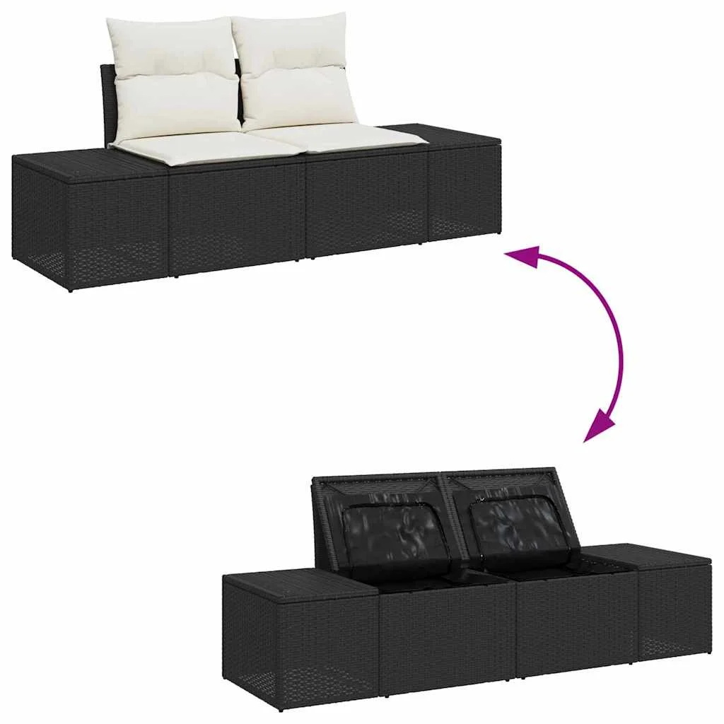 Súprava záhradných pohoviek 6 pcs Čierna a krémová polyratan