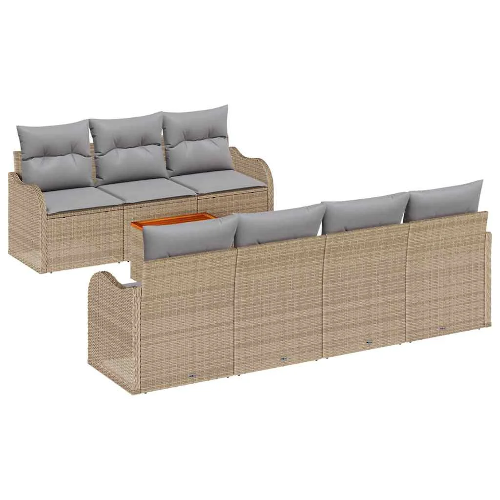 Súprava záhradných pohoviek 8 pcs Beige a svetlo šedá polyratan
