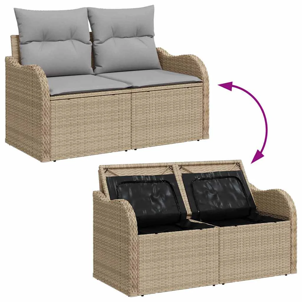 Súprava záhradných pohoviek 8 pcs Beige a svetlo šedá polyratan