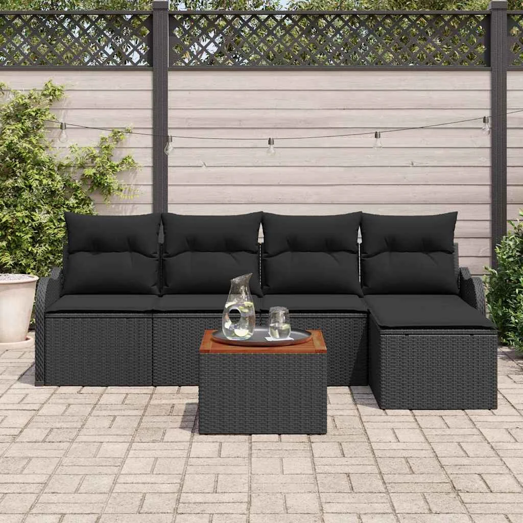 Súprava záhradných pohoviek 6 pcs Čierna