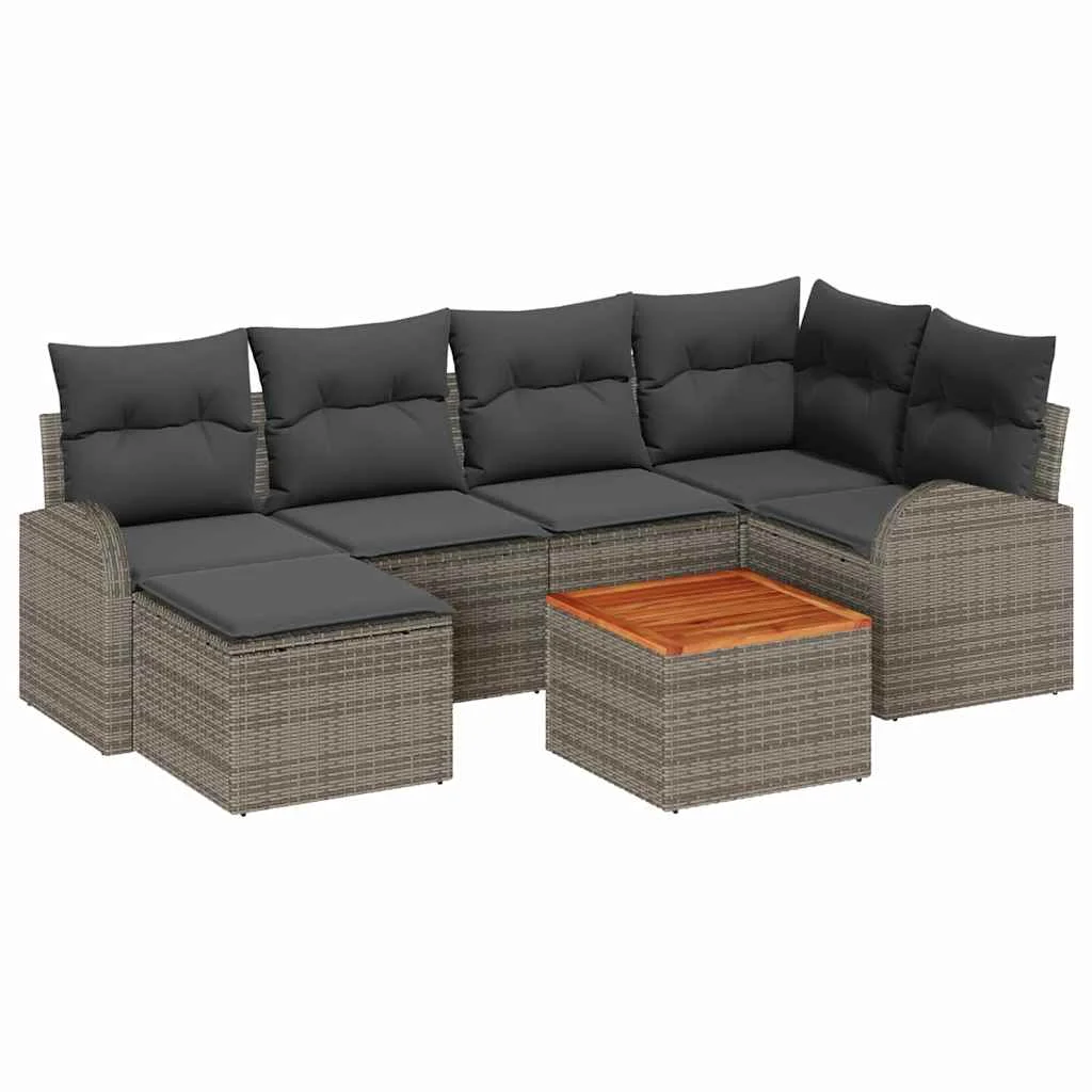 Súprava záhradných pohoviek 7 pcs Sivá