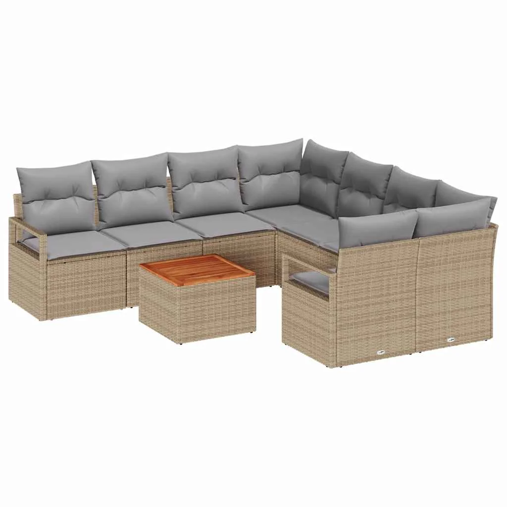Súprava záhradných pohoviek 9 pcs Beige a svetlo šedá polyratan